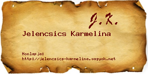 Jelencsics Karmelina névjegykártya